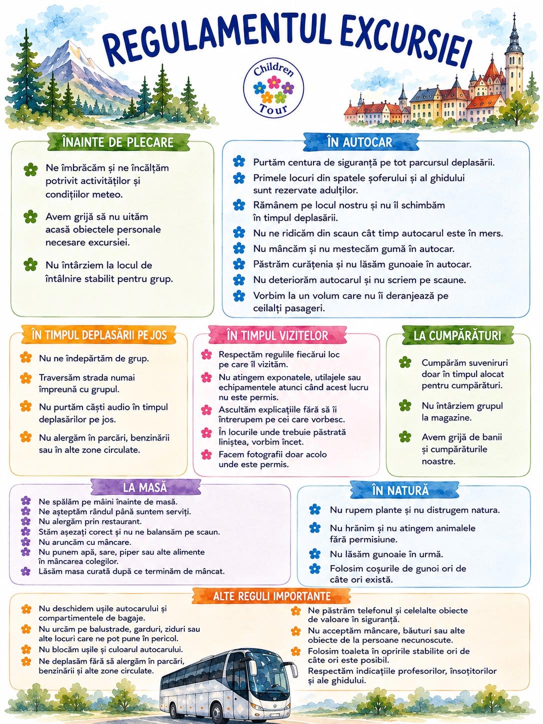 Regulamentul excursiei la Children Tour